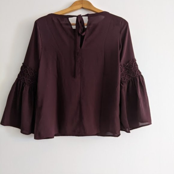 Loft Outlet Purple Bell Sleeve Blouse Size XSP - Picture 5 of 9